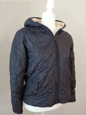 Disney Parks Mickey Mouse Black Quilted Fleece Hooded Jacket Women's Small